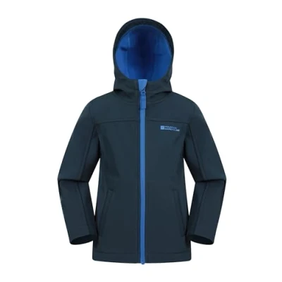 Abbildung von Mountain Warehouse Exodus wasserdichte Windjacke Kinder Softshell leichte Regenjacke Kinder, atmungsaktive, wasserfeste Jacke, Kinderregenjacke Marine 116 DE (5 6 Jahre)