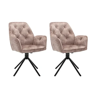 Abbildung von byLIVING Esszimmerstuhl &quot;Sarina&quot;, (Set), 2 St., Samtstoff Velvet, 2er Set, hochwertiger Vintage Samt Bezug mit Steppung, 360Grad drehbar