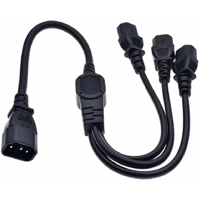 Abbildung von YCYUYUFUNS PDU USV Server C14 bis 3 x C13 Y Typ Split Kabel IEC Power Verlängerungskabel für Haushaltsgerät PC Computer Monitor Stage Lights