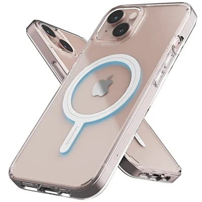 Abbildung von Sinjimoru Shockproof iPhone 13 Hülle mit Magnet, Crystal Clear Protective Case Kompatibel MagSafe Zubehör. M AirClo für