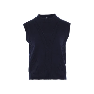 Abbildung von DREIMASTER Maritim Damen Strickpullover Weste XL/XXL / Marine 52% Acryl 25% Nylon 23% Polyester