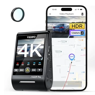 Abbildung von VIOFO A229 Pro 1CH 4K STARVIS 2, HDR Vorne Dashcam Auto, Sprachsteurung &amp; 5GHz Wi Fi WLAN Autokamera, Ultrapräzises GPS mit CPL Filter, Super Nachtsicht 2.0, Sprachausgabe, bis 512 GB Max