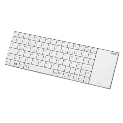 Abbildung von Rapoo E2710, Kabellose Multimedia Tastatur, Edelstahlgehäuse, QWERTZ (deutsches) Layout Integriertes Touchpad, weiß
