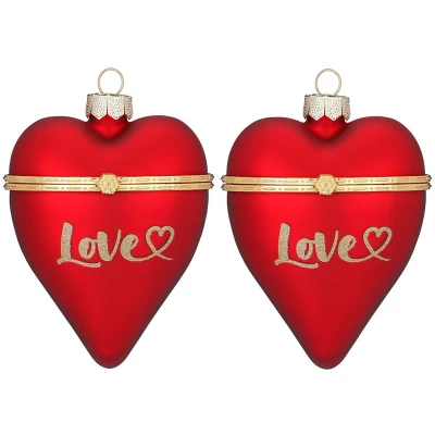 Abbildung von MAGIC by Inge Christbaumschmuck &quot;Merry Red, Weihnachtsdeko rot, Christbaumschmuck&quot;, (Set, 2 tlg.), Höhe ca. 10 cm, hochwertiger Echtglas Weihnachtsschmuck in Herzform
