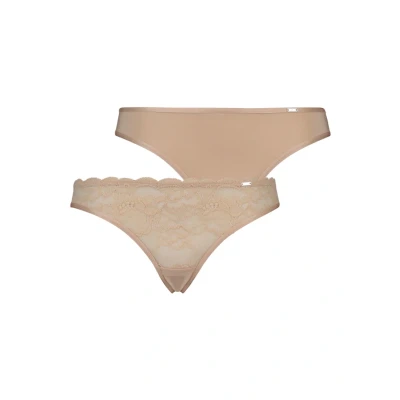 Abbildung von Hunkemöller 2 PACK String, Damen, Größe: XS, Tan