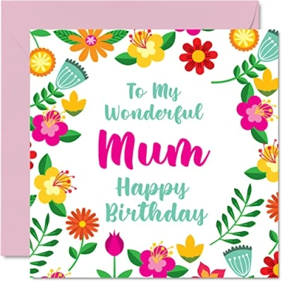 Abbildung von Lustige Geburtstagskarten für Mama wunderbare weibliche niedliche Geburtstagskarte von Tochter und Sohn Mutter besondere Geburtstagsgeschenke 145 mm florale Grußkarten Mammy