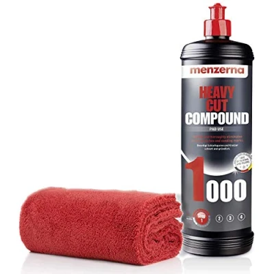 Abbildung von detailmate Menzerna Politur Set: 1000 Heavy Cut 1L + Mikrofasertuch 55ßGSM, 40x40cm