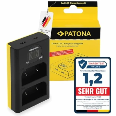 Abbildung von PATONA BLX 1 Akku Ladegerät (1713 USB Dual LCD Mini) Kompatibel mit OM System Olympus / Versorgung über C oder Micro