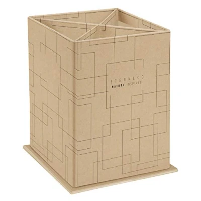 Abbildung von Exacompta 67847D Quadratischer Stifteköcher mit 4 Fächern, aus Karton, Eterneco, Braun, geometrisches Muster, 8 Stück
