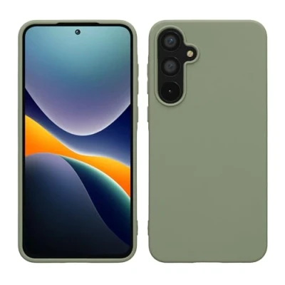 Abbildung von kwmobile Hülle kompatibel mit Samsung Galaxy A55 5G weiches TPU Silikon Case Cover geeignet für kabelloses Laden Graugrün