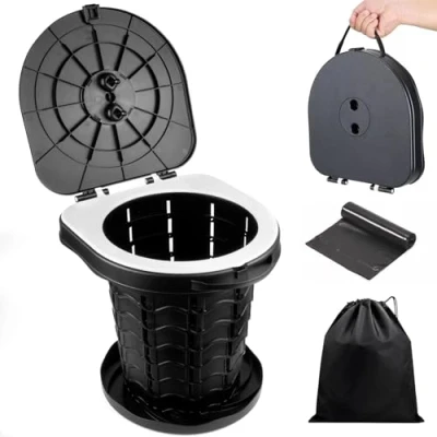 Abbildung von YSWOVUO Campingtoilette Faltbar, 220kg Camping Toiletten Mobile, Klo Portable mit 10 Stück Toilettenbeutel, Klapptoilette für Camping, Wandern, Angeln, Reisen