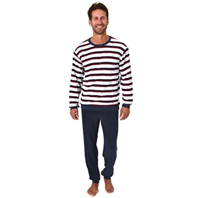 Abbildung von Normann Pyjama Herren Frottee Schlafanzug mit Bündchen in Streifenoptik 291 13 788