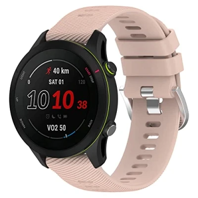 Abbildung von Yikamosi Kompatibel mit Garmin Forerunner 255 Armband,22MM Schnellverschluss Weiches Silikon rostfreiem Metallverschluss Ersatzbänder für 255/Venu 2,Rosa