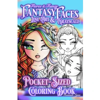 Abbildung von Fierce &amp; Fancy Fantasy Faces Line Art Grayscale Pocket Sized Coloring Book