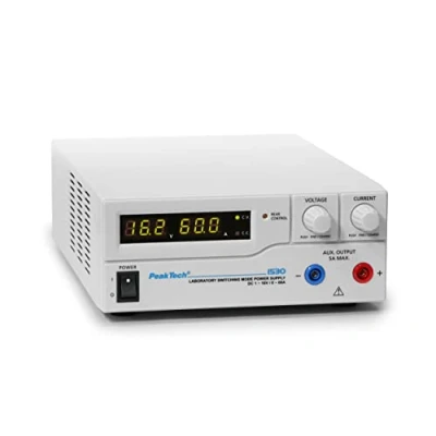 Abbildung von PeakTech 1530 Labornetzgerät DC 1 16V / 0 60A mit 3 stelliger LED Anzeige, Schaltnetzteile, Stromversorgung, Voreinstellungen für Strom &amp; Spannungswerte, Überlastungsschutz 200 240 V AC