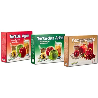 Abbildung von 3er Set ottoman türkischer Apfeltee grün, rot und Granatapfeltee 250g Instantgetränk mit Granatapfel &amp; Apfelgeschmack