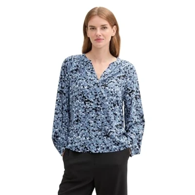 Abbildung von TOM Tailor Gemusterte Bluse, Damen, Größe: 44, Navy watercolor squares design
