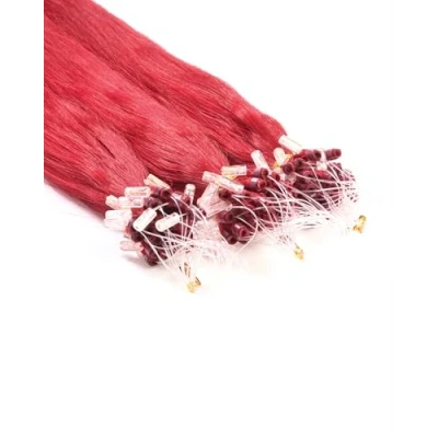 Abbildung von hair2heart Microring Extensions Echthaar glatt 0/44 Rot Intensiv 50 Strähnen 0.5g 50cm, für dauerhafte Haarverlängerung