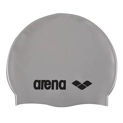 Abbildung von ARENA Unisex Erwachsene Kinder Badekappe Classic Silicone Jr Silber Schwimmkappe, Silver Black, Einheitsgröße EU