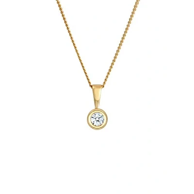 Abbildung von Elli DIAMONDS Halskette Damen Solitär Rund Kreis mit Diamant (0.11 ct.) in 585 Gelbgold
