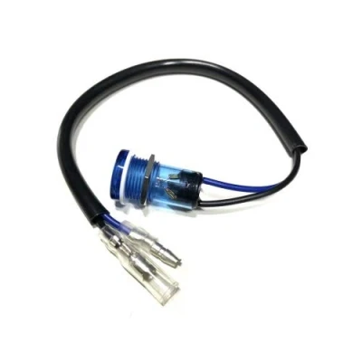 Abbildung von Streetparts24 12V Kontrollleuchte Blau mit Kabel 15mm Gewinde Schraubbefestigung für Zündapp Hercules Kreidler Motorrad Roller Scooter Mofa Moped Mokick