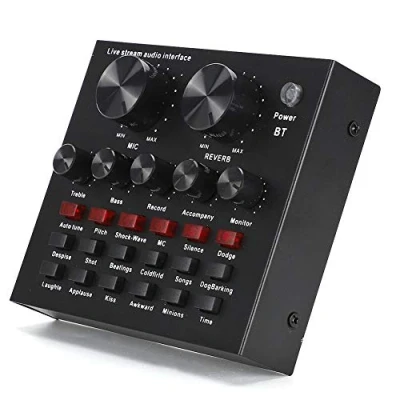 Abbildung von Annadue Externe V8 Audio Soundkarte, Bluetooth Computer Live Broadcast ABS Sprachänderungskarte mit 112 Arten von Elektroakustik, 18 Soundeffekten, 6 Effektmodi. (Schwarz)