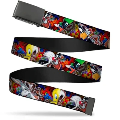 Abbildung von Buckle Down Herren Web Belt Looney Tunes 1.25&quot; Grtel, Mehrfarbig, 3 cm Breit Passt Oben 107 Pant Größe