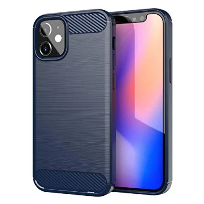 Abbildung von Cadorabo Hülle kompatibel mit Apple iPhone 12 Mini Schutzhülle TPU Silikon Case Karbon Optik Slim Kratzfest Weiche Gummi Rundumschutz für in Blau