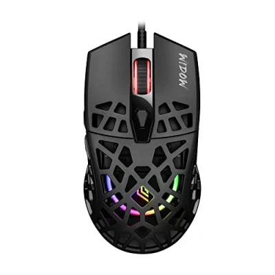 Abbildung von Noua Widow RGB Gaming Maus mit Kabel, Pixart 3212 Sensor bis zu 7200 DPI [6 einstellbare Stufen], leicht 68 g, Wabenstruktur, Huano Schalter, Lange Lebensdauer, schwarz