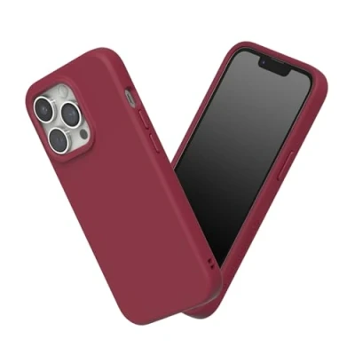 Abbildung von RhinoShield Hülle kompatibel mit [iPhone 14 Pro] SolidSuit Stoßdämpfende &amp; schlanke Schutzhülle Premium Finish 3.5 Meter Fallschutz Bordeauxrot