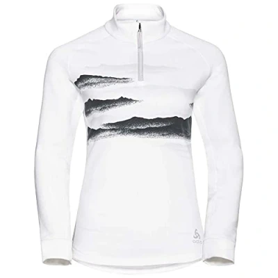Abbildung von Odlo Damen Langarm Shirt mit Reißverschluss BERRA GRAPHIC, white, L
