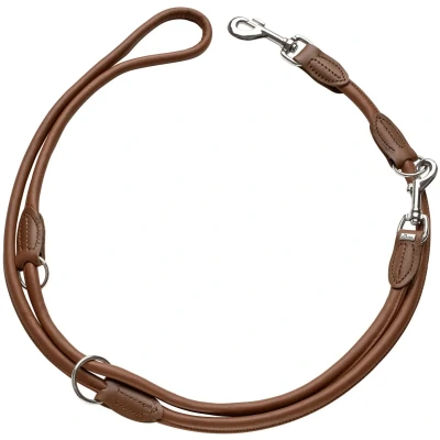 Abbildung von HUNTER ROUND &amp; SOFT Verstellbare Hundeführleine, Leder, rundgenäht, 8/200, braun