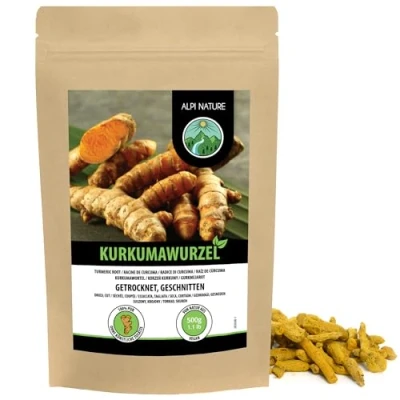 Abbildung von Kurkumawurzel geschnitten (500g), Kurkuma Wurzel, Tee, Kurkumastücke geschrotet, Kurkumatee 100% natürlich, ohne Zusätze, Wurzel