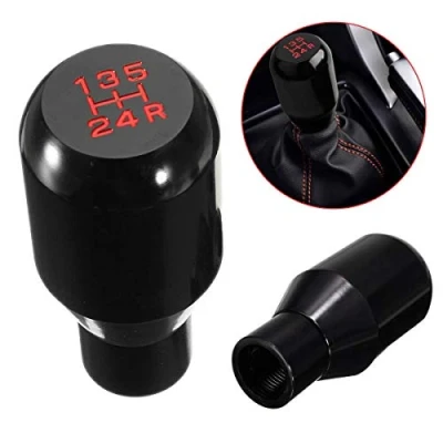 Abbildung von Saline Shifter Adapter Universal 5 Gang Manuell Metall Chrom Schaltknauf Hebel Stick Stift Griff Kopf Auto Styling Zubehör Racing Style (Black)
