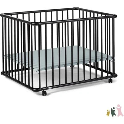 Abbildung von Geuther Laufstall Belami Plus einfach zerlegbares Laufgitter, TÜV geprüft, aus Holz in Kolonial, Dekor: Mint, Größe: 76 cm x 97