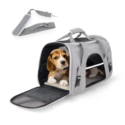 Abbildung von Mobiclinic® Pets, Hundebox, Bronco, Faltbar, Trolley Gurt, Belüftung, Multi Access, Verstellbar, 48x25x30 cm, Europäische Marke, Hunde und Katzentransport, Koffergeeignet