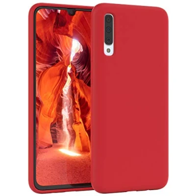 Abbildung von EAZY CASE Premium Silikon Handyhülle kompatibel mit Samsung Galaxy A70, Slimcover Kameraschutz und Innenfutter, Silikonhülle, Schutzhülle, Bumper, Handy Case, Hülle, Softcase, Rot