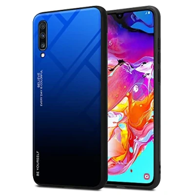 Abbildung von Cadorabo Hülle kompatibel mit Samsung Galaxy A70 / A70s Schutzhülle TPU Silikon Case Glas Slim Kratzfest Weiche Gummi Rundumschutz für in Schwarz