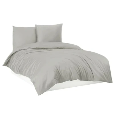 Abbildung von Mixibaby Bettwäsche Bettgarnitur Bettbezug 100% Baumwolle 135x200 155x220 200x200 200x220, Farbe:Hellgrau, Größe:200 x 220 cm