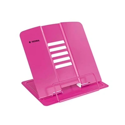 Abbildung von HERMA 19964 Leseständer für Bücher Pink Rosa, faltbarer Buchständer aus Metall Kinder, Buchstütze Jungen &amp; Mädchen, verstellbarer Kochbuchhalter Schule, Büro Küche, 198 x 157 190 mm