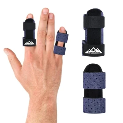 Abbildung von supregear Fingerschienen, 2 Stück Verstellbare Fingerstütze, Bequemer Finger Stabilisator für Gebrochene, Verstauchte, Arthritis, Sehnenentzündung und Geschwollene Finger, Dunkelblau