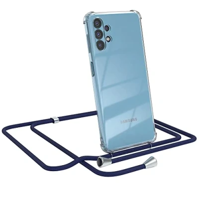 Abbildung von EAZY CASE Handykette kompatibel mit Samsung Galaxy A32 5G Handyhülle Umhängeband, Handykordel Schutzhülle, Silikonhülle, Hülle Band, Stylische Kette für Smartphone, Navy Blau