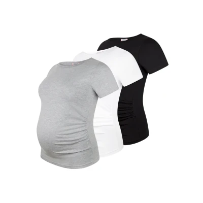 Abbildung von M.M.C. 3ER SET Tshirt basic, Damen, Größe: Medium, Schwarz weiß hellgrau
