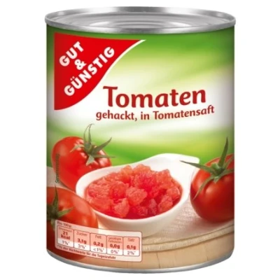 Abbildung von Gut &amp; Günstig Tomaten geschält, gehackt, in Tomatensaft 400g