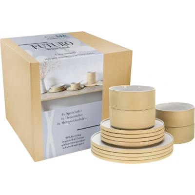 Abbildung von CreaTable Tafelservice &quot;Futuro&quot;, (Set, 12 tlg.), Service, je 4 Speiseteller 26 cm, Dessertteller 20 Schalen 14 cm
