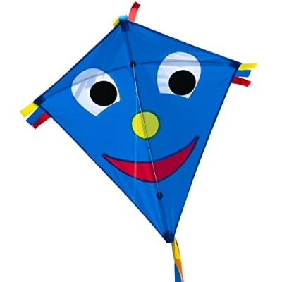 Abbildung von CiM Flug Drache Happy Eddy BLUE, 65x72cm mit drei Streifenschwänzen inkl. Drachenschnur