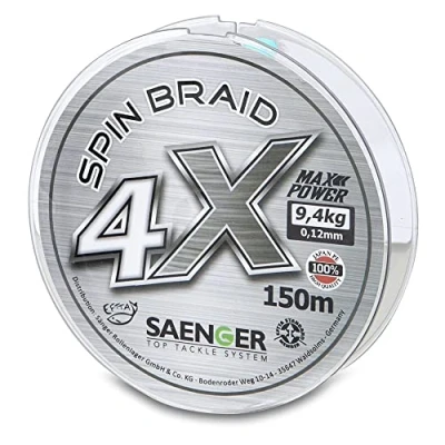 Abbildung von Saenger 4x Spin Braid 150m Light Grey 0,12mm Geflochtene Schnur