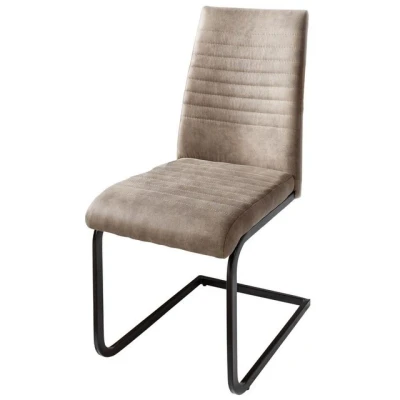 Abbildung von riess ambiente Freischwinger APARTMENT taupe / schwarz (Einzelartikel, 1 St), Esszimmer · Microfaser Metall Industrial