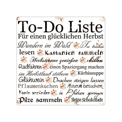 Abbildung von Interluxe 20x20CM METALLSCHILD Blechschild to DO Liste Herbst Dekoschild Shabby Herbstdeko