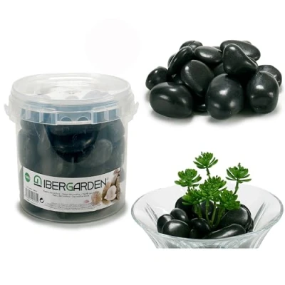 Abbildung von Annastore Dekosteine schwarz in geschliffener und glänzender Optik 3 Kg Dekokiese Steine Natursteine Kiesel Dekokiesel Flußsteine (Schwarz (7 9 cm)